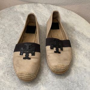 tory burch espadrille - tan and black